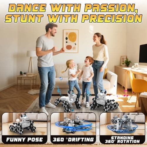 Ruxrcni Robot Dog Toy, 2.4 GHz Remote & Gesture Control, RC Stunt Cars with Music Light Eyes 2 Rechargeable Batteries, Toy for Kids Boys Girl Christmas Birthday Gifts - Thumbnail 5