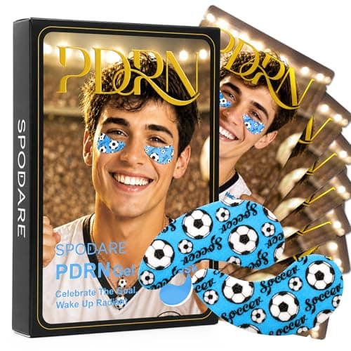 SPODARE PDRN Collagen Eye Patches, Non-Slip Cooling Under Eye Masks with Sodium Hyaluronate and Centella, Moisturizing Soothing Care for Puffy Eyes and Dark Circles, Game Day Sport Pattern, 8 Pairs - Image 1