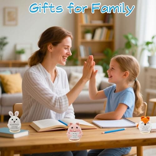 PoccroToys 10pcs Positive Mini Crochet Animals Bulk with Stand Cheer Up Support Handmade Cat Doll Friendship Birthday Gifts for Women Men Mom Funny Decor Desk Office Coworker Inspirational - Thumbnail 4