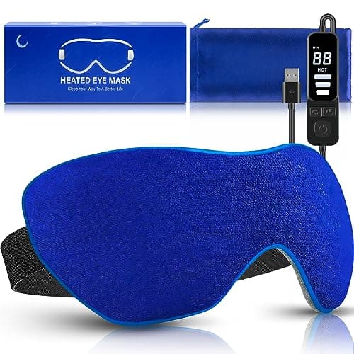 Heated Eye Mask, Washable Dry Eye Mask Heat Eye Compress with Flaxseed, Warm Eye Compress Heating Pad with Temperature Timer Control for Sleep, Blepharitis, Dark Circles, MGD, Puffy Eyes (Deep Blue) - Image 1