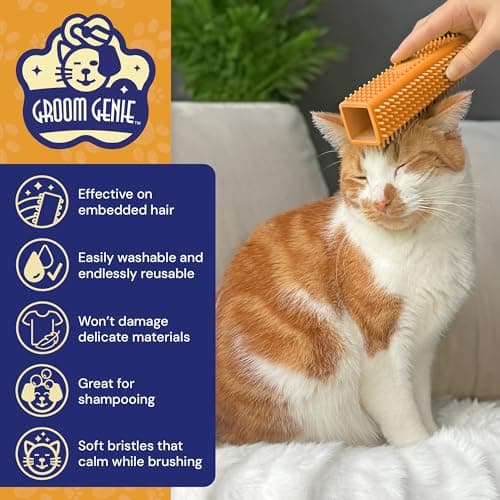 Groom Genie Magic Pet Hair Block Brush (Canyon Orange) | Ultimate Dog & Cat Hair Remover for Sofa, Furniture, Carpet, Bedding, and Clothing | Reusable, Durable, and Easy to Use - Thumbnail 4