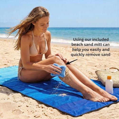 AISPARKY Pocket Beach Blanket Waterproof Sandproof Compact Picnic Mat with Sand Remover, Portable Outdoor Mat for Camping Hiking Travel Festival - Thumbnail 3