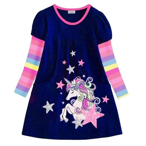 VIKITA Little Girl Loose Long Sleeve Dress Girls Winter Casual Dresses 1-8 Years LH5810, 5T - Image 1