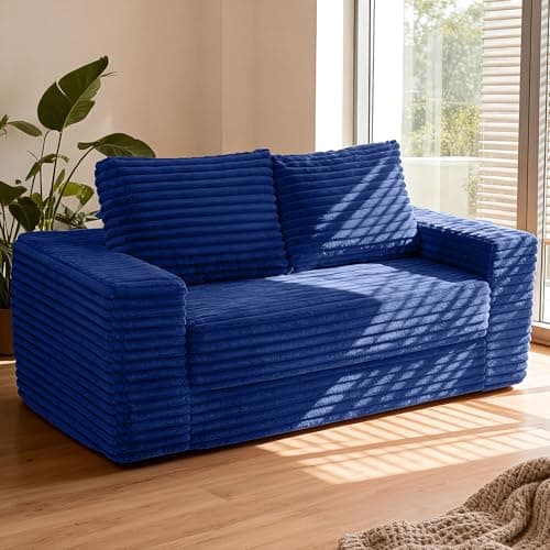HABUTWAY Convertible Folding Sofa Bed Couch,3 in 1 Pull Out Couch Bed,Loveseat Sleeper Sofa Bed,Boneless Couches with Pillows for Living Room Bedroom, Blue