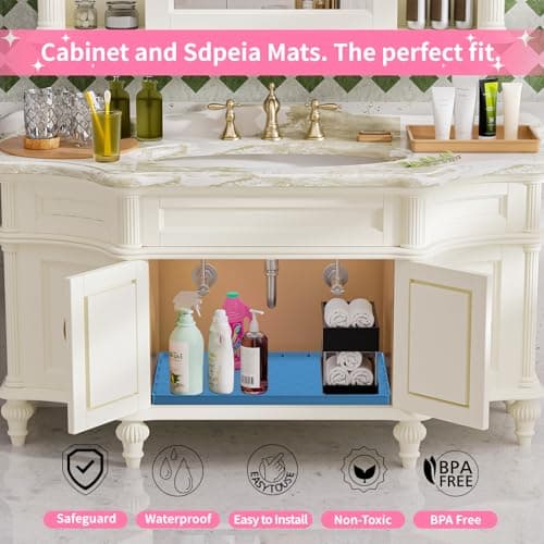 Sdpeia Under Sink Mat 22"×14" Waterproof Silicone Cabinet Liner & Sink Protector for Kitchen & Bathroom, Multi-Purpose Organizers Tray for Pets, Laundry, Cat Litter Mat - Thumbnail 6