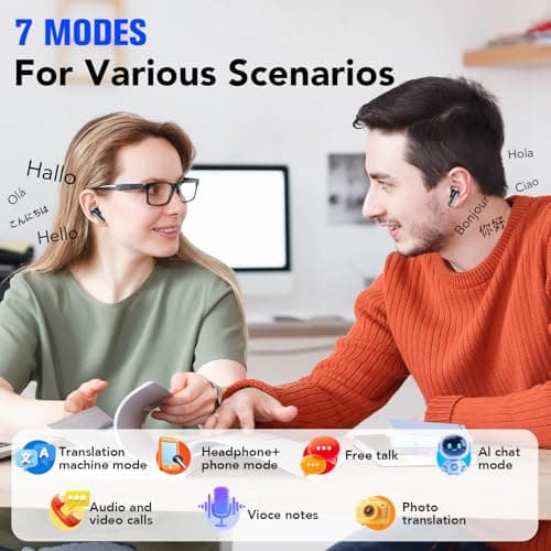 Tiksounds AI Translation Earbuds Real Time, 134 Languages Translator Earbuds, 6 Translation Modes, 40H Audifonos Traductores, No Subscription Translation Headphones for Travel/Business/Learning - Thumbnail 3