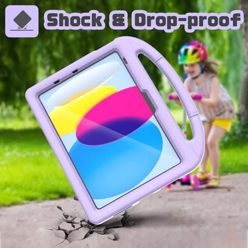 YIHE Kids Case for iPad (A16) 11th Generation 11 Inch 2025 & iPad 10th Generation 10.9 inch 2022, with Built-in Screen Protector and Stable Stand, Full Body Shockproof Protective Cover - Light Purple - Thumbnail 3