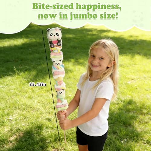 Oricandy Jumbo Panda Marshmallow Skewers, 1 Pound & 90cm Long – Individually Wrapped Giant Candy Sticks, Fun Treats for Parties and Gifts Valentines Candy - Thumbnail 3
