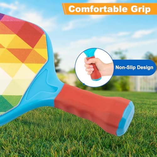 Easter Gift for Kid Rainbow Pickleball Paddle for Toddler - Easter Basket Outdoor Beach Yard Games Toy for Kids Ages 4 5 6 7 8 Year Old Boy Girl, Lightweight with Easy Grip for Small Hands,Beginner - Thumbnail 4