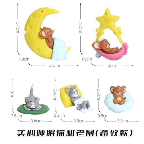 AYWVRBST 5 Pcs Decoration Ornaments, Christmas Decoration, Car Door Ornaments, Sleeping Cats and Mice, Cute and Interesting Gifts, Travel Decompression (5 Pcs Decoration Ornaments) - Thumbnail 6