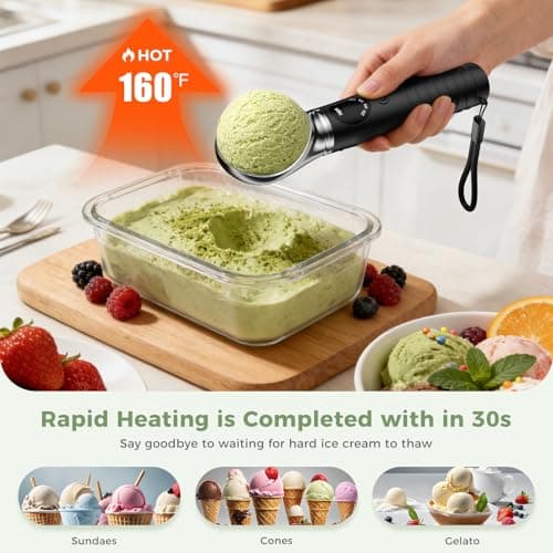 Beyn Heated Ice Cream Scoop with Removable Head, 4 Adjustable Temperature Settings & LED Display, Easy to Clean, Perfect for Hard Ice Cream and Frozen Yogurt - Thumbnail 2
