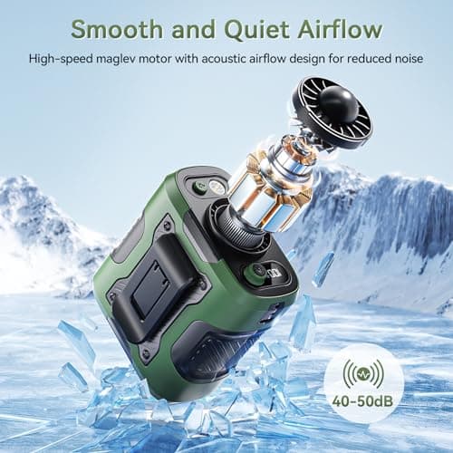 Guffawz Jobsite Waist Fan for Construction Workers, 12m/s High-Power Cooling, 100-Speed Stepless Control, 24H Runtime, Clip-On Belt Fan with LED Light & USB-C Charging - Thumbnail 3