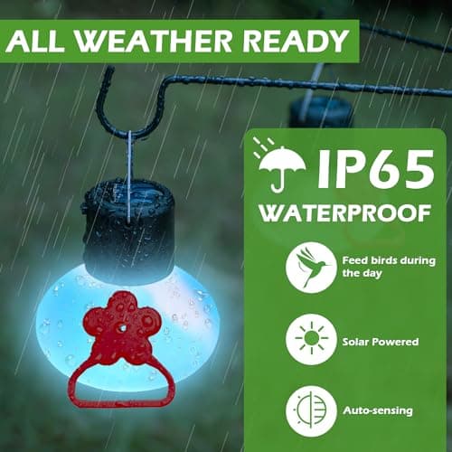 Pozfun Solar Hummingbird Feeders for Outdoors Decorative Hummingbird Feeders Stand 6 Feeding Stations Never Leak Garden Decor Backyard,Gifts for Women Mom - Thumbnail 2