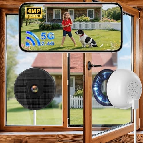 Seeborder 2K Window Camera No Drill Window Cameras，5G & 2.4GHz Indoor Window Security Camera for Home Security with Color Night Vision, Anti-Glare, AI Person & Motion Detection, 24/7 Recording 2Pack - Image 1