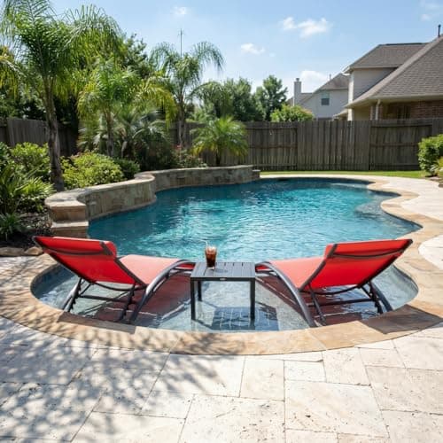 PURPLE LEAF Patio Chaise Lounge Set Outdoor Lounge Chair Beach Pool Sunbathing Lawn Lounger Recliner Chair Outside Tanning Chairs with Arm for All Weather Side Table Included Coral Red - Image 1