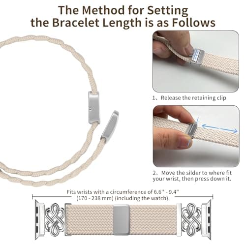 Chinber Braided Band Compatible with Apple Watch Bands 40mm 38mm 41mm 42mm 44mm 45mm 46mm 49mm, Magnetic Clasp Fabric Nylon Interlock Buckle Straps for iWatch Ultra Series 10/9/8/7/6/5/4/3/2/1/SE - Thumbnail 6