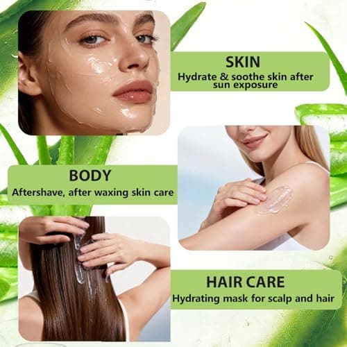 ABOTE Organic Aloe Vera Gel from 99% Pure Aloe for All - Ideal for After Suncare, Post - Shave & Itchy Skin - Works on Face, Body & Hair Care, Family Pack Size 13.53 fl oz, 400ml - Thumbnail 3