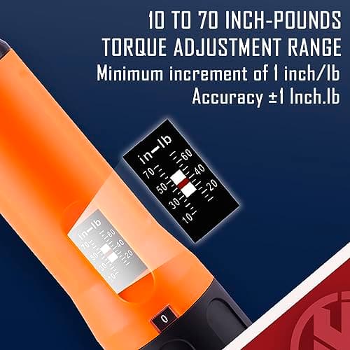KNINE OUTDOORS Torque Screwdriver Wrench Driver Set 10-70 Inch Pounds lbs for Maintenance with T-bar Handle, 40 Hex Bits, 1/4" Socket, Shaft Extension, For Tools, Bike Repairing and Mounting (Orange) - Thumbnail 4