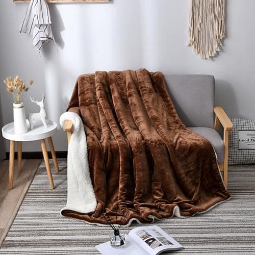 Sherpa Fleece Throw Blanket for Couch - Super Soft Cozy Fuzzy Plush Blankets for Winter, Reversible Thick Warm Blanket for Bed, Sofa, Living Room，Curry, 60x80 Inches - Image 1