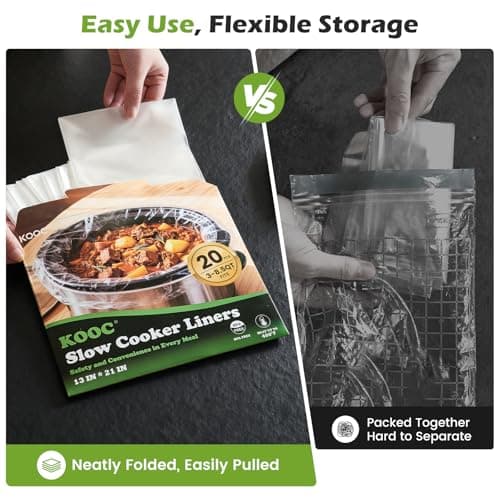 KOOC Slow Cooker Liners, 20 count 13" x 21" Large Size Cooking Bags Fits 3-8 Quart Pots, Disposable Pot Liners Suitable for Oval & Round & Retangular Pot - Thumbnail 4