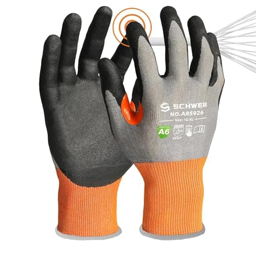 Schwer A6 AIR-SKIN Cut Resistant Work Gloves, Comfortable & Breathable, 21-Gauge Seamless Knit Flexible Safety Working Gloves with Grip for Refined Tasks, Touch-screen, 1 Pair, XL, AR5926 - Image 1