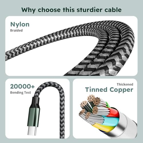 3 in 1 USB C to Multi Charging Cable, Travel Charger Cables for Multiple Devices, Universal Multiple Charger Cord with Type-C/IP/Micro Port for iPhone16/15/14/Cell Phones and More (2Packs 4FT) - Thumbnail 6