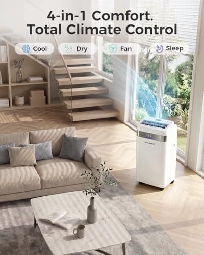 HAUSHOF 14000 BTU Portable Air Conditioners, Portable AC with Cool, Fan, Dry & Sleep Mode, AC Unit Portable with 35°-70° Auto Swing, Remote Control,24H Timer, Window Kit & Exhaust Hose Sleeve Included - Thumbnail 3