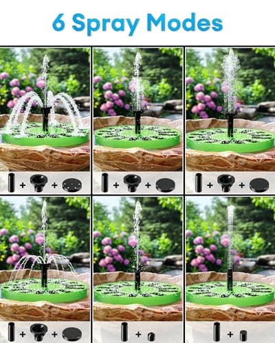 2.5W Solar Bird Bath Fountains– Upgraded Solar Pond Fountain with 6 Nozzles,Solar Fountain for Bird Bath, Pond, Garden Decor (Green) - Thumbnail 3