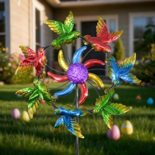 Wind Spinners Outdoor Hummingbird - Birthday Gifts for Women Mom Wife Grandma, 39" Metal Stake Wind Sculpture Yard Art for Garden Decor for Outside, Patio,Lawn - Thumbnail 2