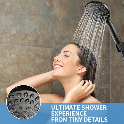 Iopsk 10 Spray Shower Head with Handheld,High Pressure shower heads with Handheld Spray Combo,Hand Held Shower Head with 60 Inch Long Hose (Matte Black) - Thumbnail 2