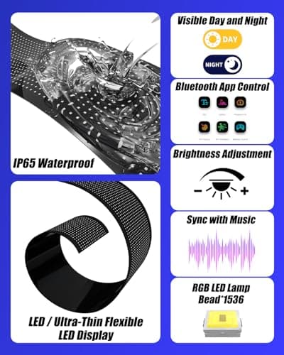 Devil Eyes Light for Windshield: 35.4"x7.6" LED Eyes Sign with APP & Remote Control - 5V USB Programmable Digital Lighting Display, LED Lights for Trucks - Thumbnail 3