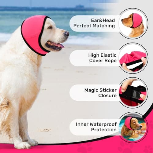 Dog Ear Muffs Noise Protection, Wraps Cover for Dogs Bath Grooming, Adjustable Dog Calming Hoodie Hematoma Anxiety Firework Thunder,Waterproof Dogs Shower Cap Drying Swimming Bathing (MP) - Thumbnail 2