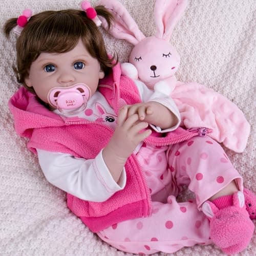 Milidool Lifelike Reborn Baby Dolls Girl, 22 inch Realistic Silicone Baby Doll Weighted Soft Body Baby Doll Real Life Baby Dolls with Accessories for 3+ Year Old Girls Gifts, Pretend Play, Collection - Thumbnail 5