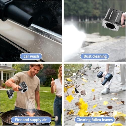 Leaf Blower Cordless with 2×4.0 Ah Battery and Charger[Battery with Outdoor LED Light+Stepless Speed Control] 21V 180MPH Handheld Electric Leaf Blower for Patio & Garden Dust Leaves Cleaning (ブラック) - Thumbnail 4