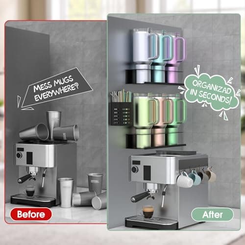 POLRAI 4 Pack Magnetic Cup Holder for Refrigerator, Water Bottle Organizer for Stanley and Tumbler, Accessory with Lid Hook Straw Holder and Double Sided Tape for Kitchen Fridge Cabinet - Thumbnail 4