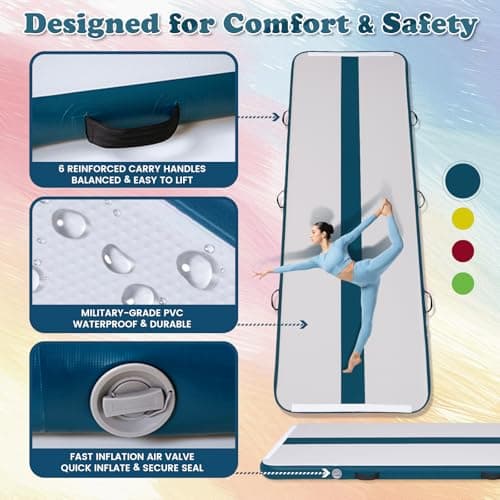 Tuxedo Sailor 11’ Inflatable Gymnastics Mat - Premium Heat Sealed Process,Tumbling Mat with Electric Pump, Repair Kit & Backpack - Multi-Scene exercise Mat Use for Gym, Yoga, Home, Outdoor - Thumbnail 3