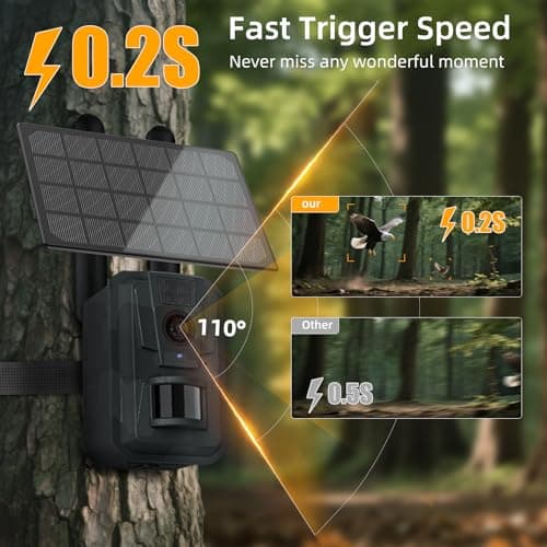 Trail Camera with Night Vision Game Cameras : 4G Cellular Trail Cam with Motion Activated Waterproof - Wildlife Camera with Solar Panel for Outdoor Deer Monitoring and Property Security with 32GB Card - Thumbnail 6