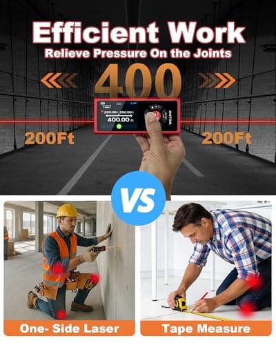 Dual Laser Measuring Tool, Rechargeable Laser Measure Tool with Long-Lasting Battery, 400Ft Laser Distance Meters with ±1/16" Accuracy, Laser Measurement Tool with Bubble Level for DIY Home Outdoor - Thumbnail 3