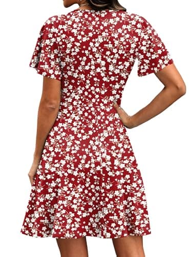 Dresses for Women 2026 Elegant Classy Wrap V Neck Summer Cruise Outfits Beach Vacation Clothes Dress Floral M - Thumbnail 5