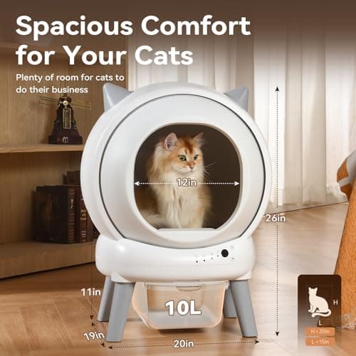 Automatic Litter Box, ZHMZ Self Cleaning Litter Box for Multiple Cats, Large Space Auto Robot with Dual Safety Sensors, Odor-Control with Mat and 2 Roll Garbage Bags - Thumbnail 2