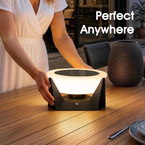 MVBT Solar Post Lights Outdoor, 11" Outdoor Pillar Lights, IP54 Waterproof Solar Powered Column Lamp, Dusk to Dawn Modern Post Light, 3000K LED Bulb Round Column Lighting for Driveway Patio Deck Yard - Thumbnail 2