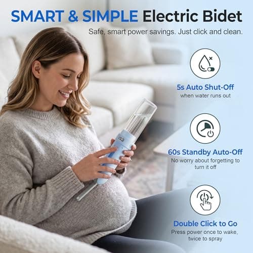 WeWi HLTH Portable Bidet for Travel | Bathroom - Rechargeable Electric Bidet Sprayer with 3 Pressure | Waterproof for Ultimate Personal Hygiene Cleaning at Home Office and Camping (Blue) - Thumbnail 6