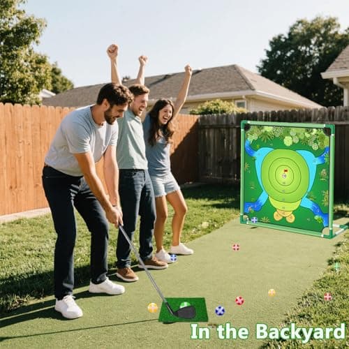VQRZG Golf Chipping Game – Portable Yard Practice Set, Indoor & Outdoor Lawn Play for Adults and Family, Backyard, Beach, Office Party, Golf Gifts for Men (Chipping Game+2 Golf Clubs) - Thumbnail 5