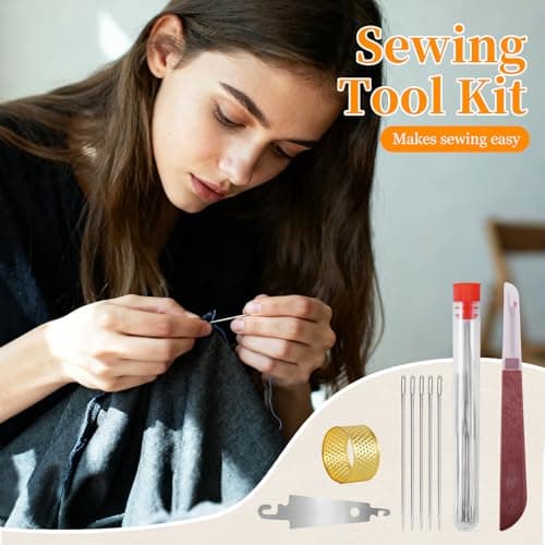 Big Eye Steel Sewing Needles Kit, 2025 New Stainless Steel Needles for Hand Sewing, 37 PCS Big Eye Steel Needle Kit, DIY Kit (37Pcs) - Thumbnail 2