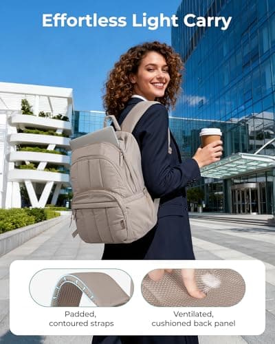 BAGSMAT Womens Backpack Travel Laptop Backpack for Women, Quilted College Laptop Bookbag, Work Back Pack for Women, Cute Computer Water-Resistant Casual Daypack, Puffer Pink - Thumbnail 5