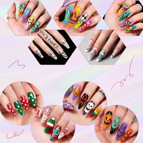 12 Color Nail Art Pens Set, Nail Art Markers & Nail Polish Pens with 0.5mm Fine Tip for Quick-Dry Graffiti, Dotting, Drawing, Painting, Liner - Professional DIY Home Salon Manicure Tools - Thumbnail 2