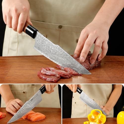 Plys Damascus Chef Knife Professional Kitchen knives - Thumbnail 5