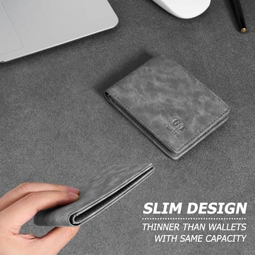 Gostwo Mens Wallet RFID Blocking Slim Minimalist Bifold Wallet with ID Window & Business Card Holder, Thin Front Pocket Design, Stylish Wallet for Men, Teen, Boyfriend, Husband - Thumbnail 4