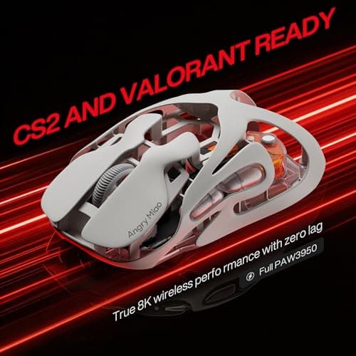 Angry miao AM Infinity Wireless Gaming Mouse, 49g Magnesium-Aluminum, PAW3950 30K DPI, 8K Polling, Anti-Double Click Optical-Micro Switches, Hot-Swap Battery, Tri-Mode RGB Programmable Mouse for FPS - Thumbnail 5