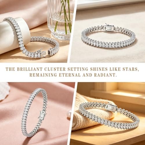 Moissanite Tennis Bracelet For Women, 7.5Ins Women's Tennis Bracelets,Marquise Cut D-Color VVS1 Platinum Plated Silver Bracelet,Hypoallergenic Bezel , Ice Crystal Sparkling,Exquisite Jewelry,with Gift Box,Ideal Gift for Wife/Her (7.5 Inches) - Thumbnail 6